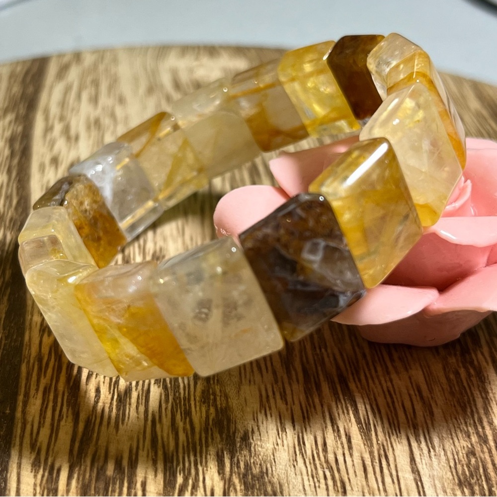 Golden Healer Natural Crystal Bangle Stretch Bracelet ( #4 )